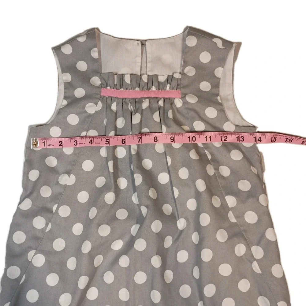Kelly's Kids Polka Dot A-line Dress Girls 7/8 Grey Lined Pockets Sleeveless‎